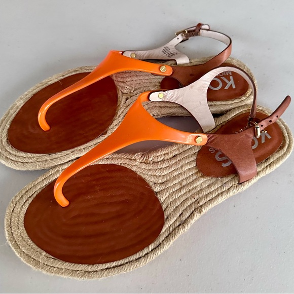 MICHAEL Michael Kors Shoes - Michael Kors Stephy pvc Neon Orange Thong Leather Sandals Size 7